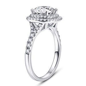 AVECON 3 Carat Cushion Cut Engagement Rings Cubic Zirconia Wedding Rings 925 Sterling Silver Solitaire Wedding Ring for Women Size 5