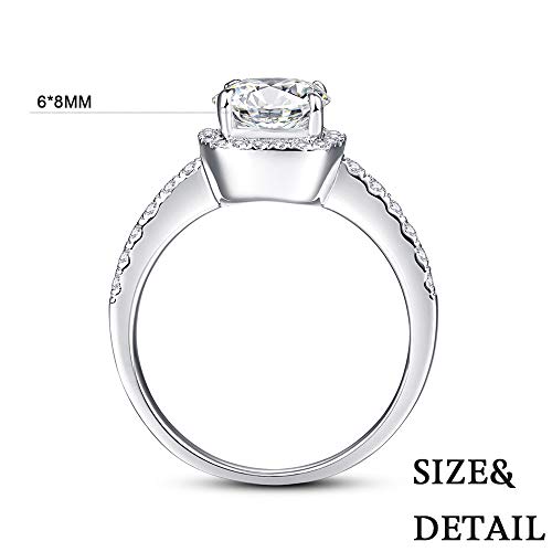 AVECON 2.3 Ct Cushion Cut Wedding Rings Cubic Zirconia Engagement Rings 925 Sterling Silver Halo Engagement Rings for Women Size 5