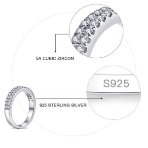 AVECON 925 Sterling Silver Womens Wedding Band Round 5A Cubic Zirconia Eternity Engagement Ring Sterling Silver Infinity Ring Size 9