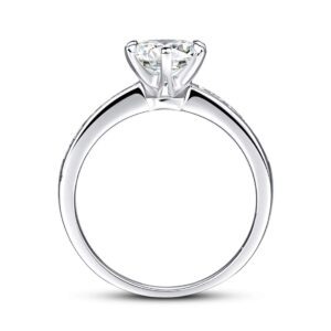 AVECON 925 Sterling Silver Engagement Ring 2.5 Carat 5A Cubic Zirconia Round Cut Solitaire Wedding Ring for Women Size 6