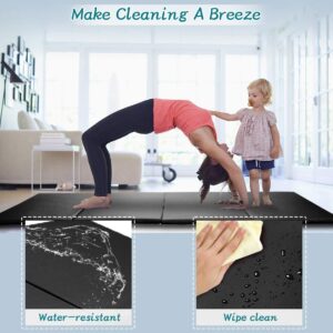 Gymnastics Mat Yoga Mat Exercise Mat Folding Extra Thick Tumbling Mat for Home Gym with Carrying Handles 4'x8'x2 Anti-Tear Fitness Aerobics Crash Panel Mat for Kids, Adult, Black