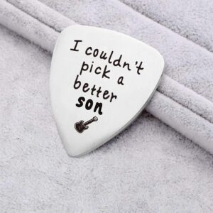 Warehouse No.9 I Couldn’t Pick A Better Son Guitar Pick, Stainless Steel Guitar Picks Jewelry Gift for Son Musician Guitar Player Birthday Christmas Graduation Gifts