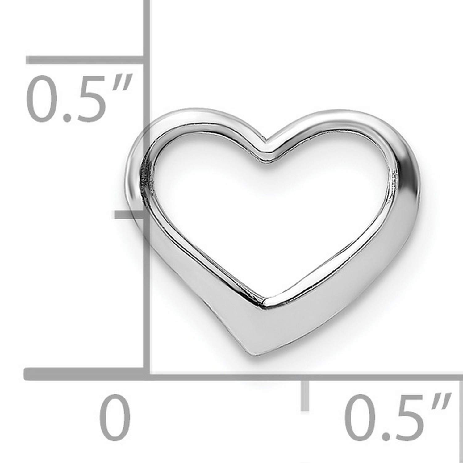 Floating Heart Charm In Real 14k White Gold 10 mm x 12 mm