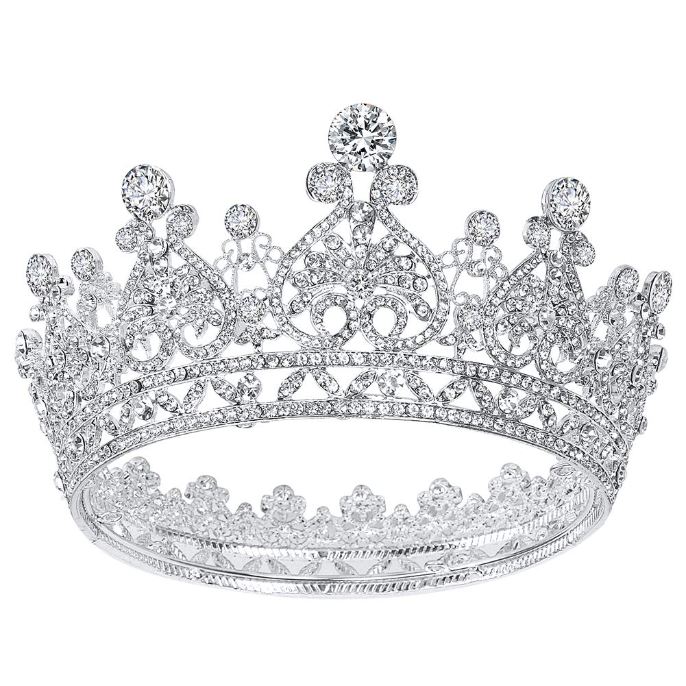 AOPRIE Victoria 1870s Crown for Women Silver Crystal Tiara for Girls Queen Crowns and Tiaras princess Hair Accessories for Wedding Prom Bridal Party Halloween Costume Christmas birthday Gifts