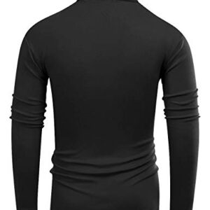 Beauhuty Men Slim Fit Lightweight Long Sleeve Pullover Top Turtleneck T-Shirt (Black,XL)