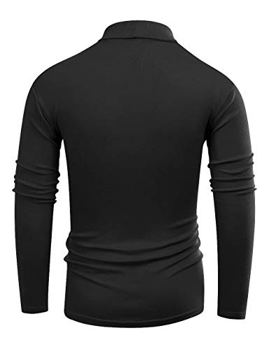 Beauhuty Men Slim Fit Lightweight Long Sleeve Pullover Top Turtleneck T-Shirt (Black,XL)