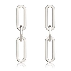 isaloe paperclip link chain drop earrings chunky paperclip link dangle earring studs statement jewelry for women birthday party jewelry (silver)