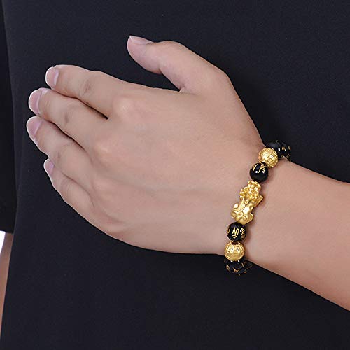 HiRinK 3Pcs Feng Shui Good Luck Bracelets- Lucky Charm Pi Xiu Pi Yao Bracelet Chinese Dragon Attract Good Luck and Wealth Jewelry Adjustable Elastic for Men Women