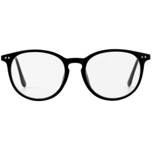 Kursan Non Prescription Clear Lens Fake Glasses for Women Men Retro Round Plastic Frame Eyeglasses (Bright Black)