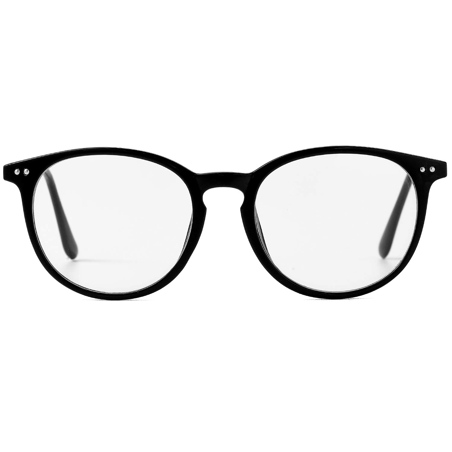 Kursan Non Prescription Clear Lens Fake Glasses for Women Men Retro Round Plastic Frame Eyeglasses (Bright Black)