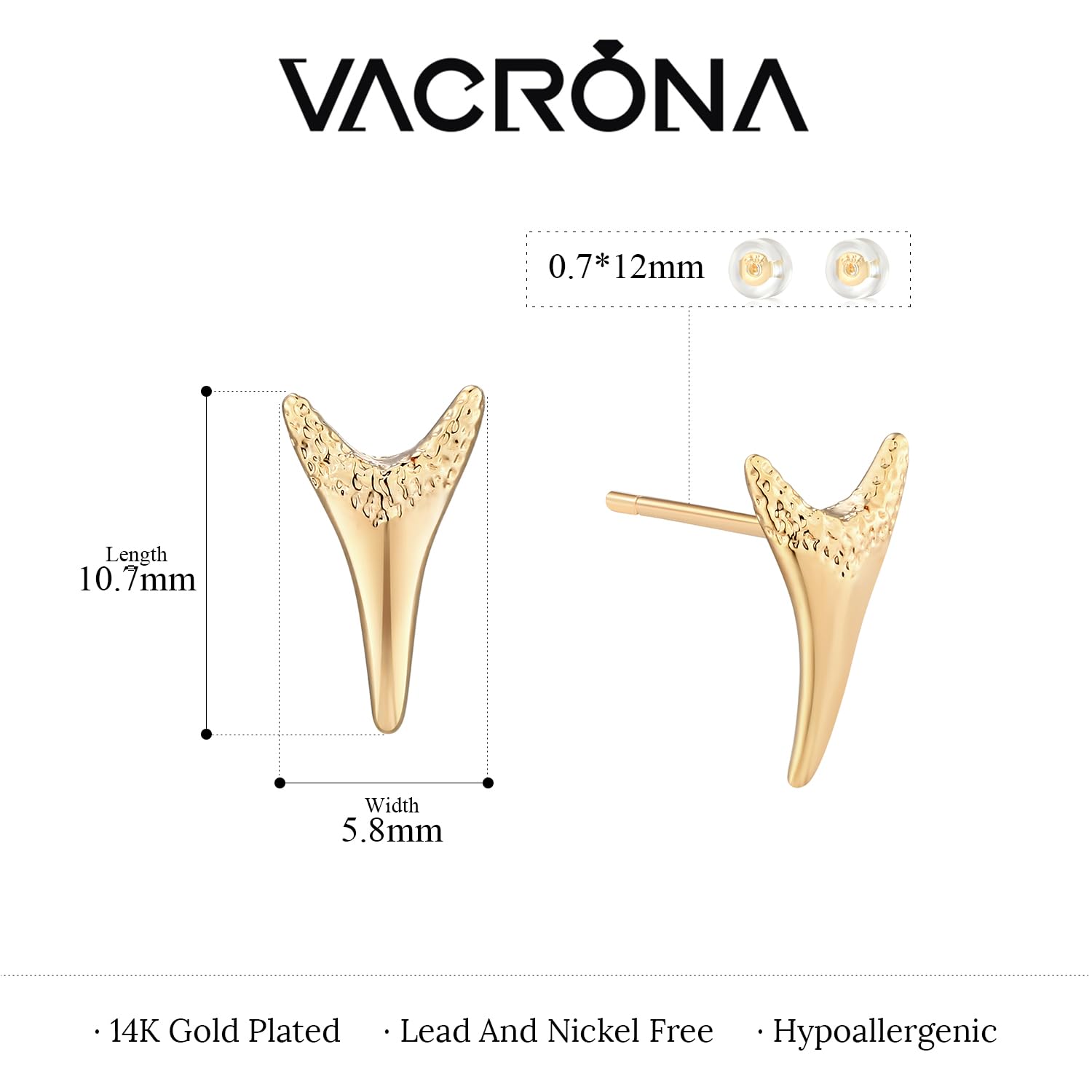 VACRONA Gold Flower Stud Earrings for Women 14K Gold Plated Cartilage Piercing Tiny Evil Eye Chain Stud Earrings Cubic Zirconia Cherry Blossom Women Jewelry Gifts