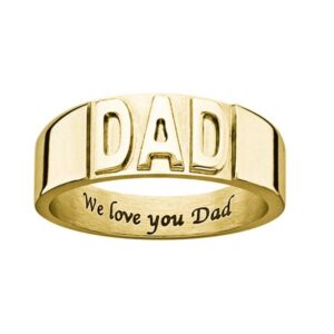 suxerlry custom dad rings personalized sterling silver 925 engraved name jewelry for father (gold)