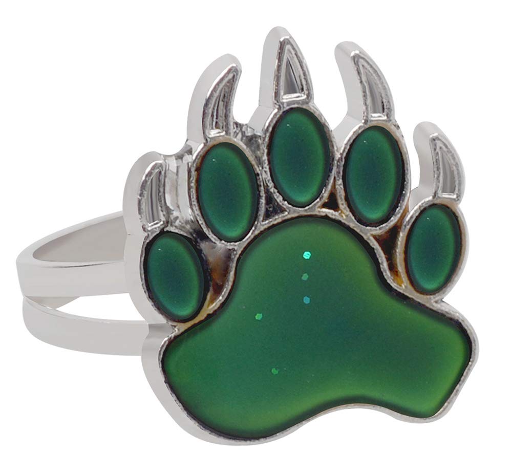 LHXVQZW 2 Pcs Bear and Paw Color Change Ring Adjustable Size Mood Ring for Kids Girls Boys