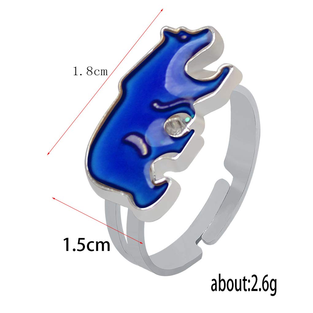 LHXVQZW 2 Pcs Bear and Paw Color Change Ring Adjustable Size Mood Ring for Kids Girls Boys