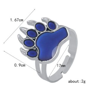 LHXVQZW 2 Pcs Bear and Paw Color Change Ring Adjustable Size Mood Ring for Kids Girls Boys