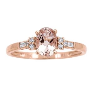 gin & grace 10k rose gold genuine morganite & natural diamond engagement promise propose promise ring for women