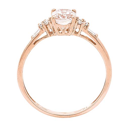 Gin & Grace 10K Rose Gold Genuine Morganite & Natural Diamond Engagement Promise Propose Promise Ring for Women