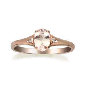 gin & grace 10k rose gold natural diamond(i1,i2) & genuine morganite statement propose promise ring for women