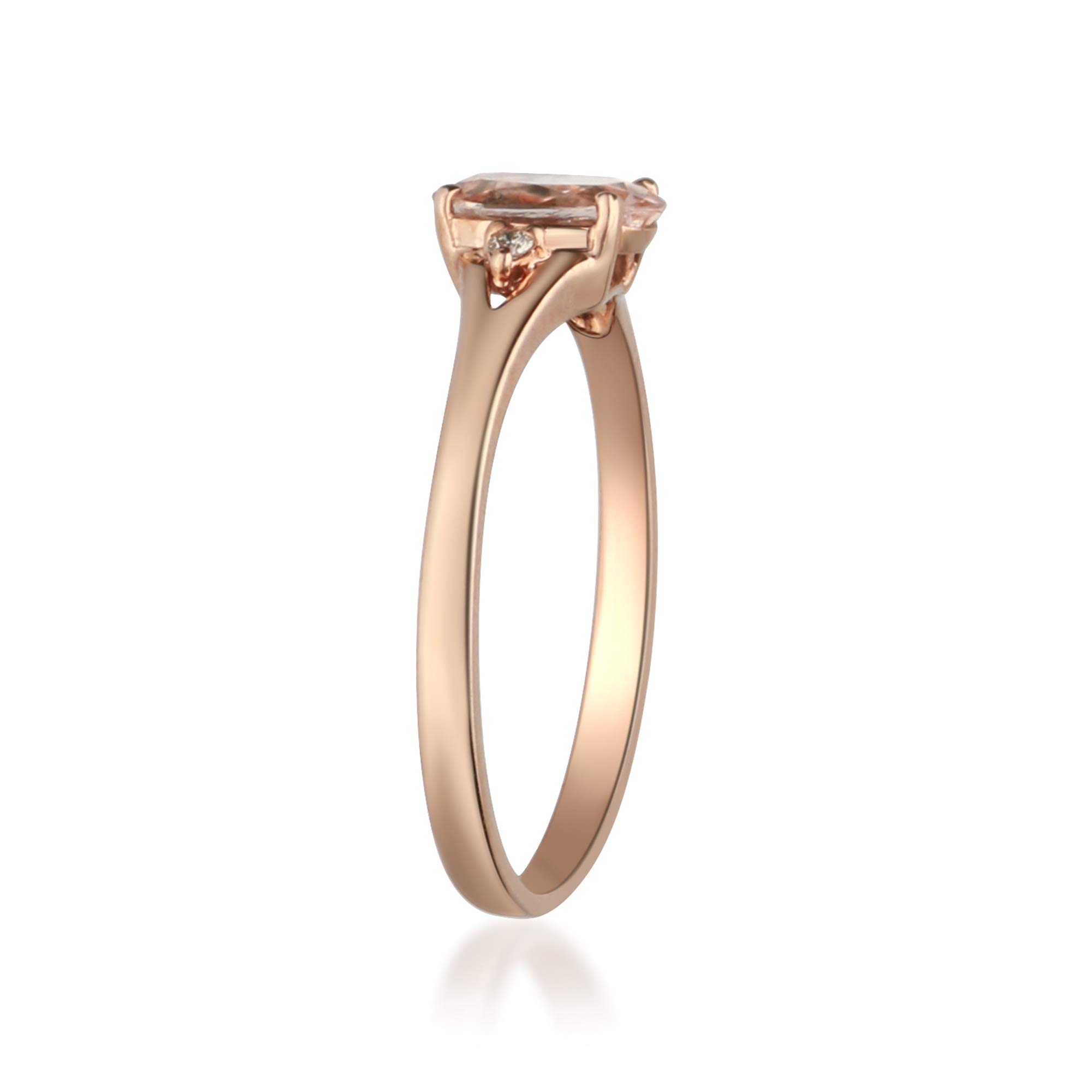 Gin & Grace 10K Rose Gold Natural Diamond(I1,I2) & Genuine Morganite Statement Propose Promise Ring for Women