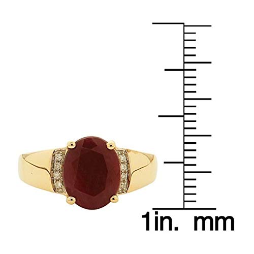 Gin & Grace 10K Yellow Gold 3Ct Genuine Opaque Ruby Ring with Diamonds for Women | Ethically, authentically & organically sourced (Oval) Shaped Ruby Hand-Crafted Jewelry for her | Ruby Ring for Women