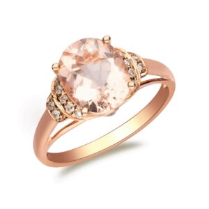 gin & grace 10k rose gold real diamond ring (i1) with genuine morganite daily work wear jewelry for women gifts for her