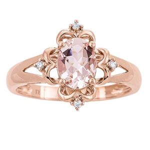 Gin & Grace 10K Rose Gold Natural Diamond & Genuine Morganite Statement Propose Promise Ring for Women