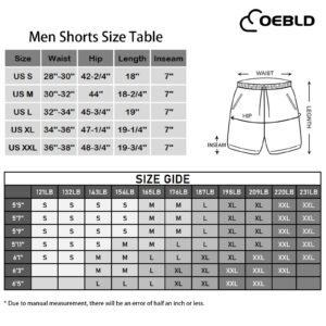 OEBLD Mens Athletic Shorts 2-in-1 Gym Workout Running 7'' Shorts with Towel loop Grey