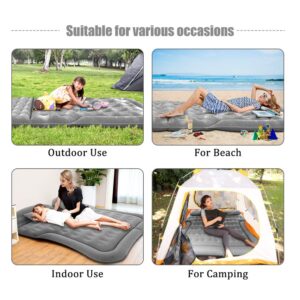 Nifusu SUV Air Mattress, Inflatable Thickened Car Mattress Backseat Fit for 2 People, Double-Sided Flocking Air Bed with Car Air Pump, Portable Sleeping Pad for Road Trip Camping, Outdoor Travel Grey