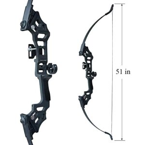 Monleap Archery 51" Takedown Recurve Bow and Arrows Set for Adults Metal Riser Longbow Kit Right Hand Straight Bow for Beginner Hunting Shooting Practice 30 40 50lb (Black 50lb)