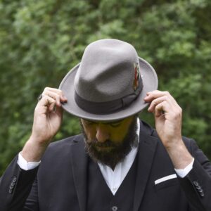 Mens Gray Fedora Hats, 100% Wool Crushable Hat, Packs Easy, Stain Resistant, Stylish Fedora (Also Available in Black)