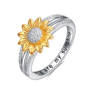 yfn sterling silver you are my sunshine sunflower statement ring with cubic zirconial band gifts (8)