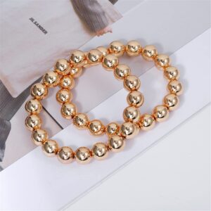 14K Gold Plated Beaded Bracelets Letter Stretch Dainty Stackable Bracelet for Women