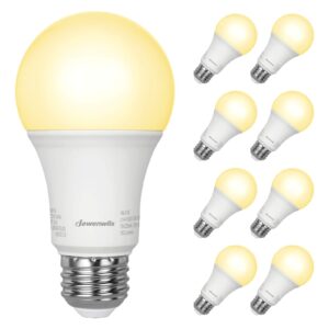 dewenwils 8-pack a19 led light bulb, 1500lm, 3000k soft warm light bulb, energy saving 14w(100w equivalent) led bulb, e26 medium screw base, non dimmable, ul listed