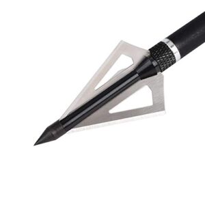 Hunting Broadheads, 12PK 3 Blades Archery Broadheads 100 Grain Screw-in Arrow Heads Arrow Tips for Crossbow and Compound Bow Black(Pack of 12)