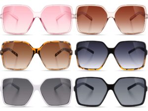 weewooday 6 pairs oversized square sunglasses multicolor retro irregular vintage sunglasses wide oversized shades for women