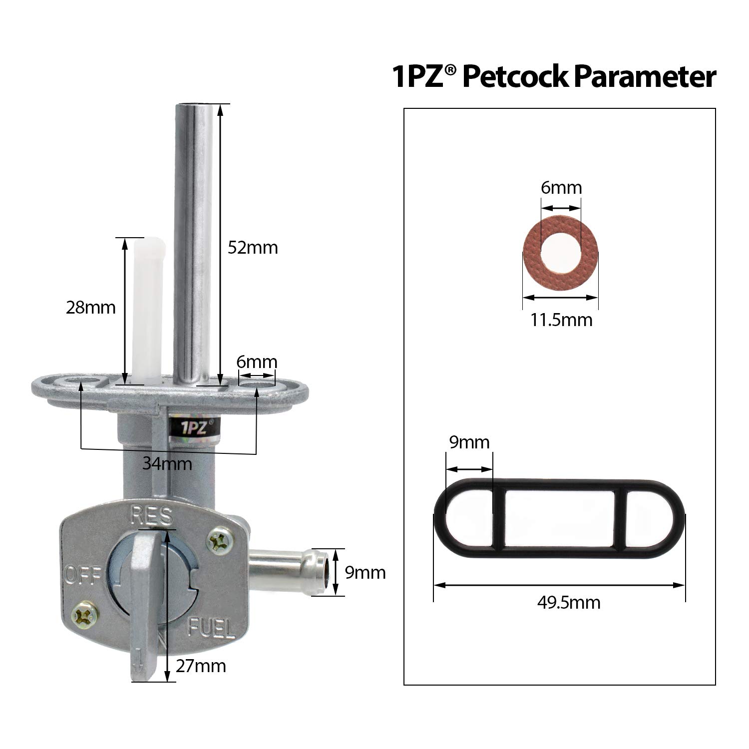 1PZ SL1-P01 Fuel Gas Tank Petcock Valve Replacement for Yamaha YFS200 YFM250 YFM350 YFM400 YFM600 YFZ350 YFZ450 Suzuki DRZ400 FZR600 LT80 LTZ250 LTZ400 Raptor 660 Wolverine Banshee 350 Grizzly Blaster