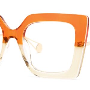 Zeelool Chic Oversized Thick Square Eyeglasses Frame for Women with Non-prescription Clear Lens Qatar ZOP01892-05 Orange