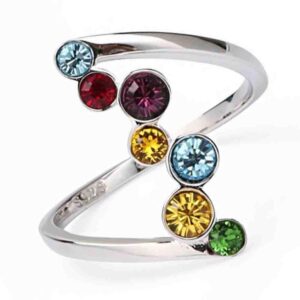 shiYsRL Exquisite Jewelry Ring Love Rings Fashion Women Shiny Multicolor Rhinestone Inlaid Finger Ring Party Jewelry Gift Wedding Band Best Gifts for Love with Valentine's Day - Platinum US 8