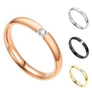 SEniutarm Engagement Love Rings Wedding Bands Unisex Fashion Cubic Zirconia Stainless Steel Couple Wedding Finger Ring Jewelry for Women/Girl Finger Rings DIY Jewelry Gifts - Golden US 10