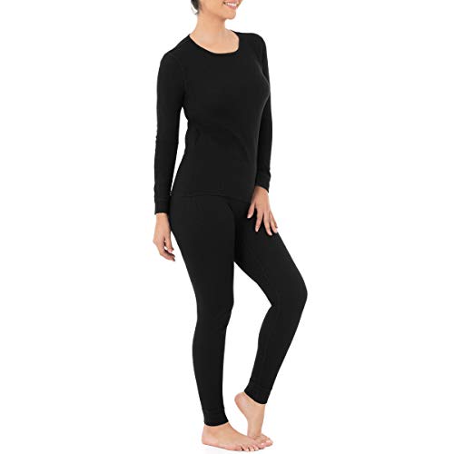 Fruit of the Loom Women's Micro Waffle Premium Thermal Set, Black, Medium