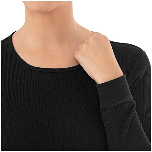 Fruit of the Loom Women's Micro Waffle Premium Thermal Set, Black, Medium