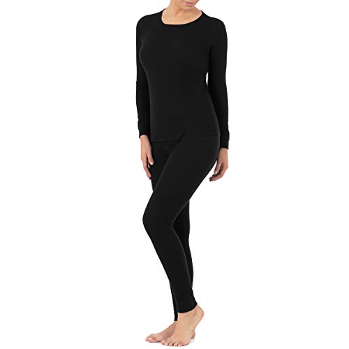 Fruit of the Loom Women's Micro Waffle Premium Thermal Set, Black, Medium