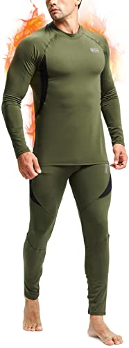 romision Thermal Underwear for Men, Fleece Lined Long Johns Hunting Gear Base Layer Top Bottom Set for Cold Weather