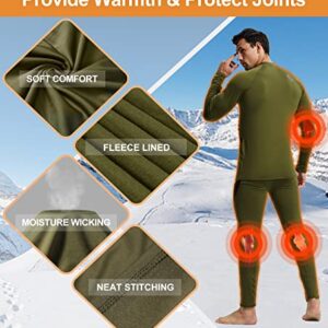 romision Thermal Underwear for Men, Fleece Lined Long Johns Hunting Gear Base Layer Top Bottom Set for Cold Weather