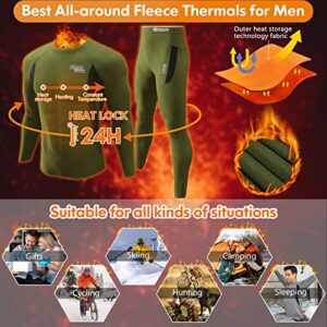 romision Thermal Underwear for Men, Fleece Lined Long Johns Hunting Gear Base Layer Top Bottom Set for Cold Weather