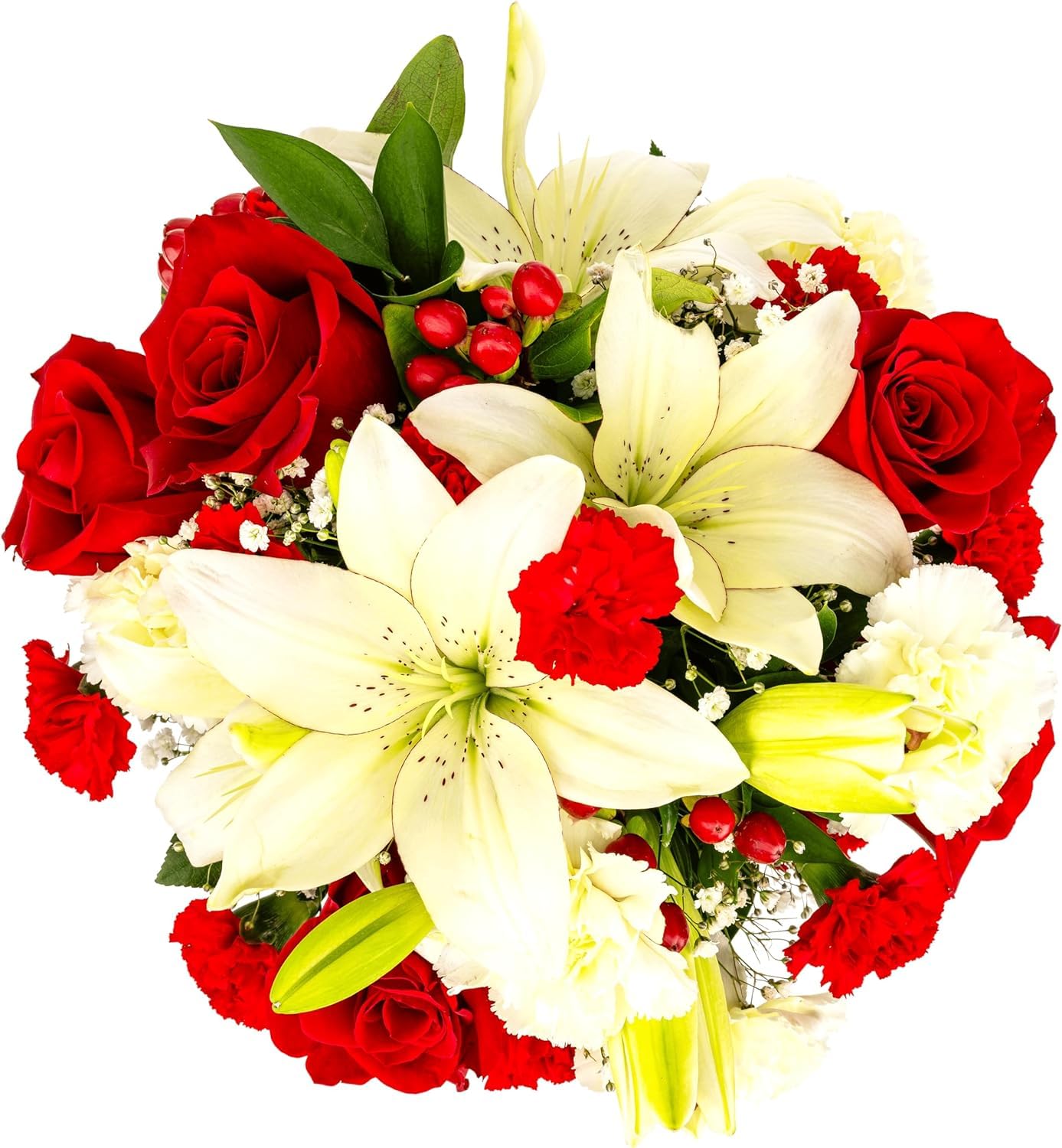 Modern Love | Red, White, Fresh Flower Arrangement with Vase | Arabella Bouquets | Flowers for Delivery, Christmas, Birthday, Congratulations | Premium Hydrated Shipping