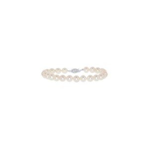 blue ocean pearls 14k white gold aaaa freshwater cultured pearl bridal silk-knotted strand bracelet with fishhook clasp - choice of length & pearl size (7.5, 4.0-4.5-mm)