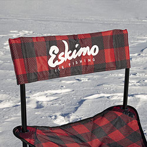 Eskimo Folding Ice Chair, Standard, Buffalo Plaid Adjustable Height, Alloy Steel Red/Black