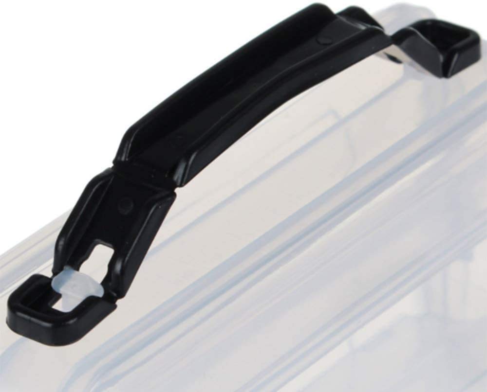 LESOVI Double Sided Fishing Tackle Box 14 Compartments Visible Hard Plastic Clear Fishing Lure Bait Squid Jig Minnows Hooks Accessory Storage Case Container