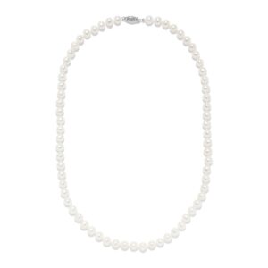 14K Gold AAAA White Freshwater Cultured Pearl Silk-Knotted 18" Strand Princess Pearls Necklace - Choice of Pearl Size & Clasp Gold Color